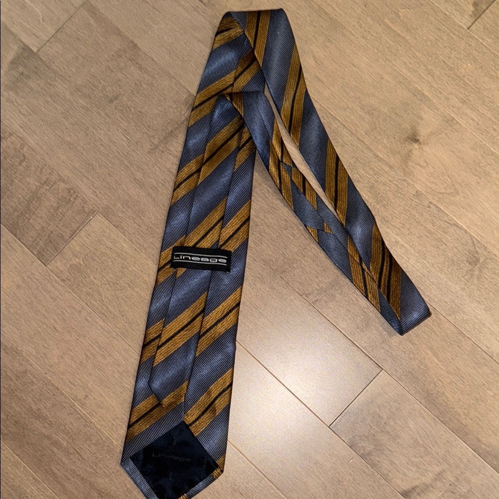 Gray and Gold Classic Striped Tie